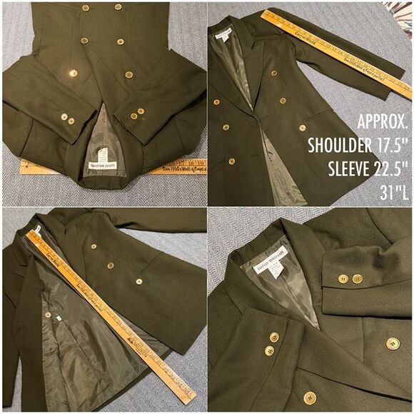 MINT VTG 80s Lloyd Williams 100% Pure Wool Olive Green Double Breasted Blazer 6 - Picture 12 of 12